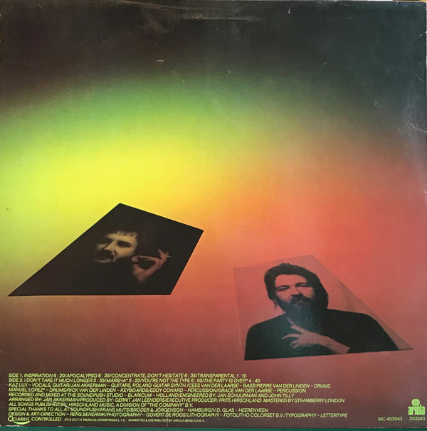Jan Akkerman & Kaz Lux - Transparental (LP, Album) (Very Good Plus (VG+)) - Image 2