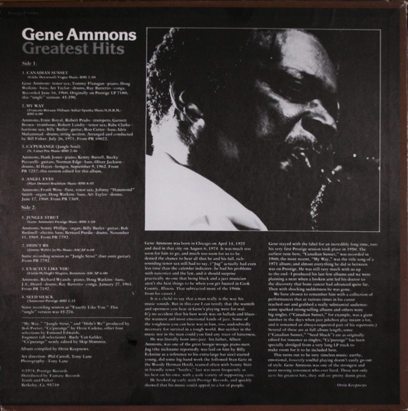 Gene Ammons - Greatest Hits (LP, Comp, Ind) (Very Good Plus (VG+)) - Image 2