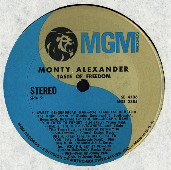 Monty Alexander - Taste Of Freedom (LP) (Very Good Plus (VG+)) - Image 4