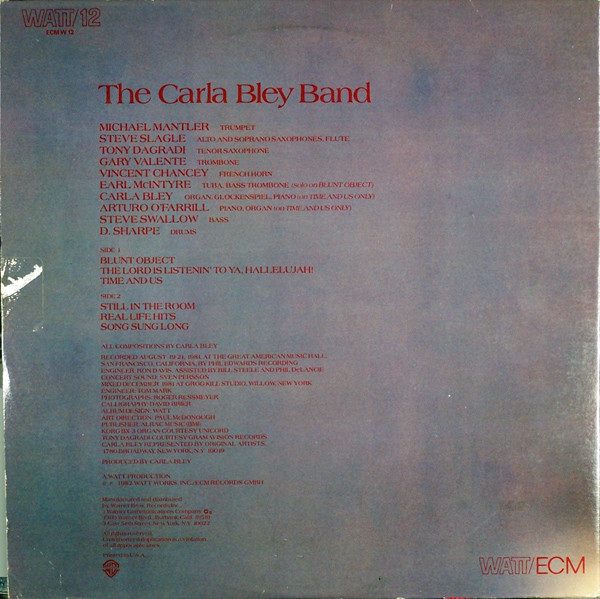 Carla Bley - Live! (LP, Album) (Near Mint (NM or M-)) - Image 2