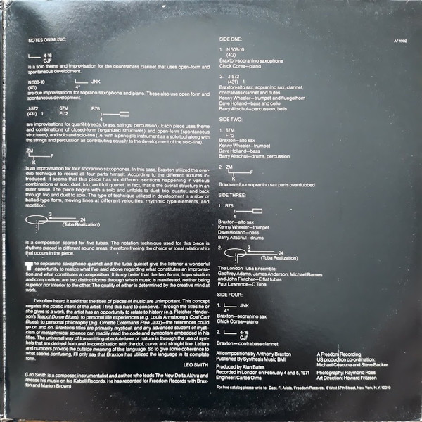 Anthony Braxton - The Complete Braxton 1971 (2xLP, Album, RE) (Very Good Plus (VG+)) - Image 3