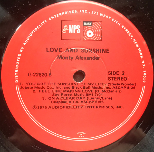 Monty Alexander - Love And Sunshine (LP, Album) (Near Mint (NM or M-)) - Image 4