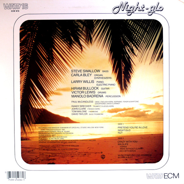 Carla Bley - Night-glo (LP, Album) (Near Mint (NM or M-)) - Image 2