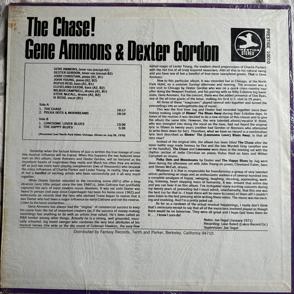 Gene Ammons & Dexter Gordon - The Chase! (LP, Album, RE) (Very Good (VG)) - Image 2