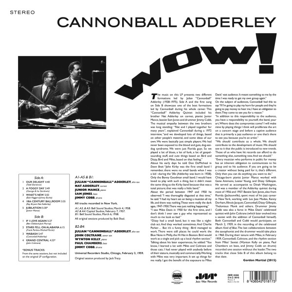 Cannonball Adderley - Wow! (LP, Comp, RE) (Mint (M)) - Image 2
