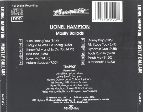 Lionel Hampton - Mostly Ballads (CD, Album) (Near Mint (NM or M-)) - Image 2