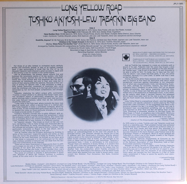 Toshiko Akiyoshi-Lew Tabackin Big Band - Long Yellow Road (LP, Album) (Near Mint (NM or M-)) - Image 2