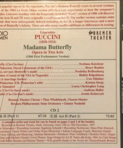 Alternative view of Puccini* - Katchour*, Rankin*, Brillemburg*, Kilpeläinen*, Eikötter*, Strejc*, Lang*, Haller*, The Bremen Theatre Chorus, Bremen Philharmonic State Orchestra*, Günter Neuhold - Madama Butterfly (Original 1904 Version) (2xCD, Album) (Near Mint (NM or M-))