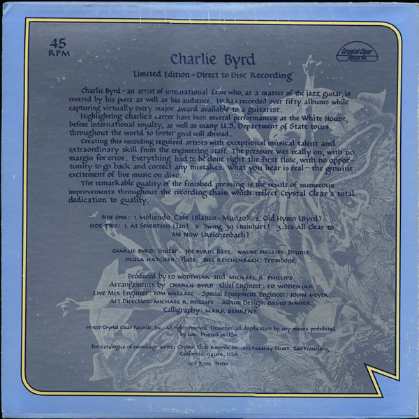 Charlie Byrd - Direct Disc Recording (12", Album, Ltd, Dir) (Very Good Plus (VG+)) - Image 2