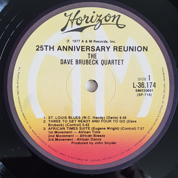 The Dave Brubeck Quartet - 25th Anniversary Reunion (LP, Album, Gat) (Very Good Plus (VG+)) - Image 4