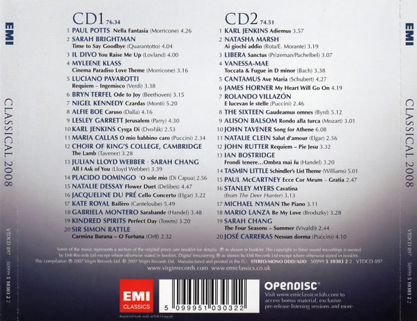Various - Classical 2008 (2xCD, Comp) (Mint (M)) - Image 2