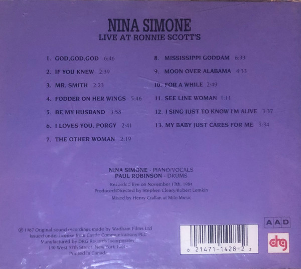 Nina Simone - Live At Ronnie Scott's (CD, Album, RE) (Near Mint (NM or M-)) - Image 2