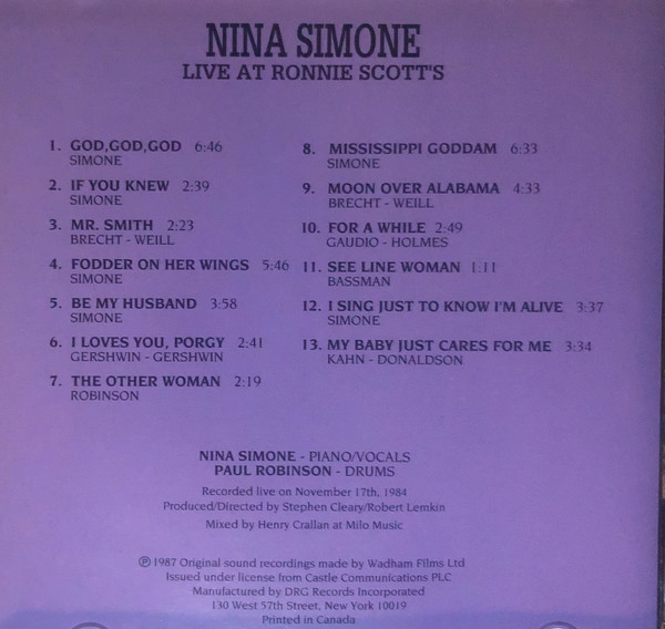Nina Simone - Live At Ronnie Scott's (CD, Album, RE) (Near Mint (NM or M-)) - Image 5