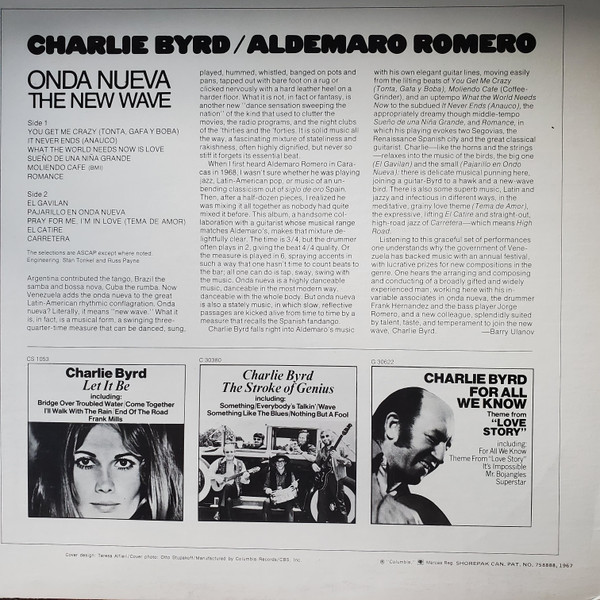 Charlie Byrd / Aldemaro Romero - Onda Nueva / The New Wave (LP, Album) (Very Good Plus (VG+)) - Image 2
