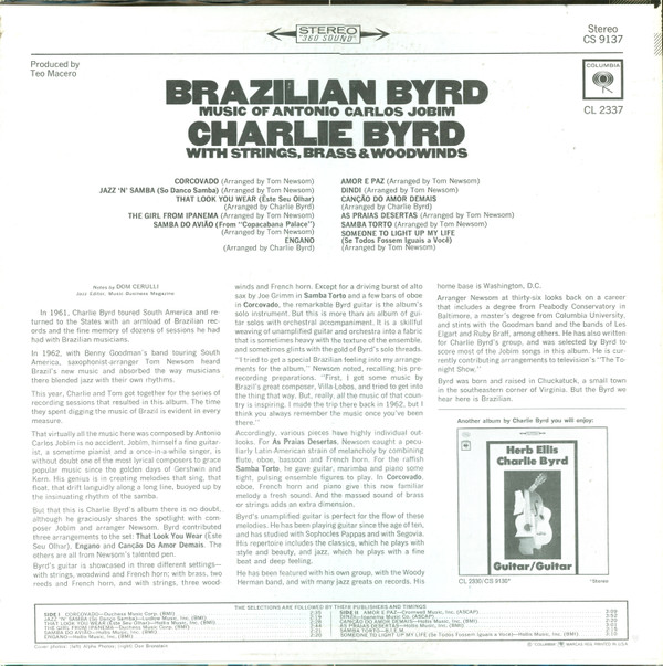 Charlie Byrd - Brazilian Byrd (LP, Album, RE) (Very Good Plus (VG+)) - Image 2