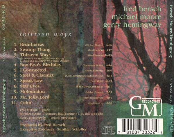 Fred Hersch / Michael Moore (4) / Gerry Hemingway - Thirteen Ways (CD, Album) (Near Mint (NM or M-)) - Image 2