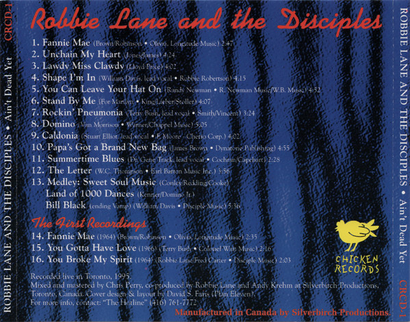 Robbie Lane & The Disciples - "Ain't Dead Yet" Recorded Live (CD, Album) (Near Mint (NM or M-)) - Image 2