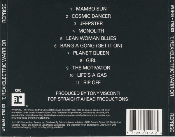T. Rex - Electric Warrior (CD, Album, Club, RE) (Near Mint (NM or M-)) - Image 2