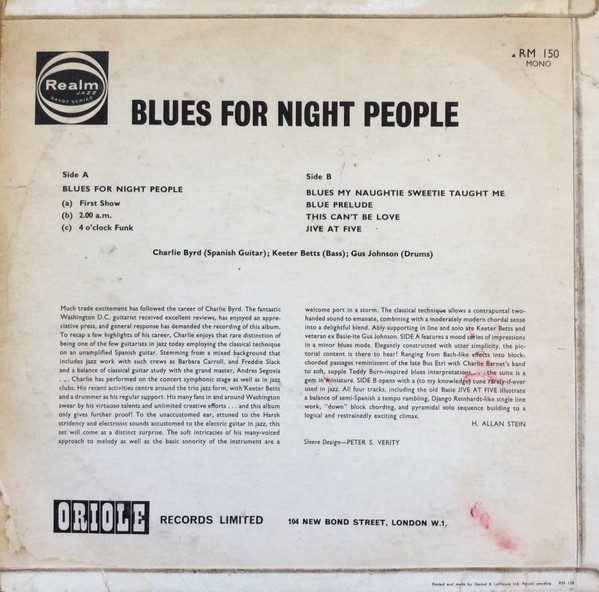 Charlie Byrd - Blues For Night People (LP, Album, RE) (Very Good Plus (VG+)) - Image 2
