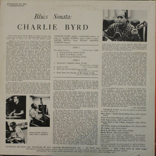 Charlie Byrd - Blues Sonata (LP, Album, RE) (Good (G)) - Image 2