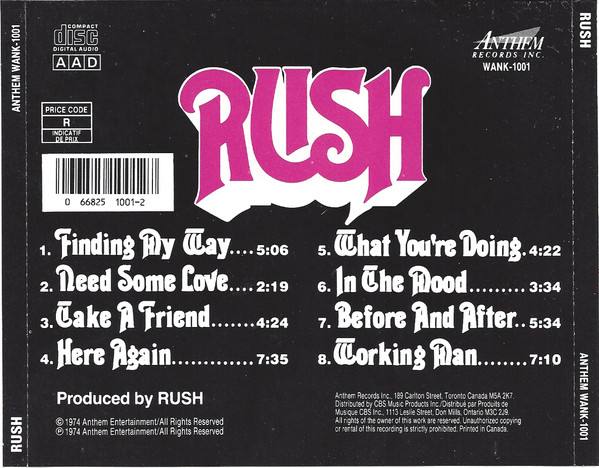 Rush - Rush (CD, Album, RE) (Near Mint (NM or M-)) - Image 2