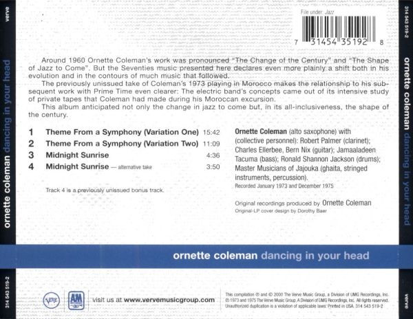 Ornette Coleman - Dancing In Your Head (CD, Album, RE) (Near Mint (NM or M-)) - Image 3