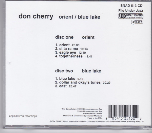 Don Cherry - Orient / Blue Lake (CD, Album, RE + CD, Album, RE + Comp, RM) (Near Mint (NM or M-)) - Image 2