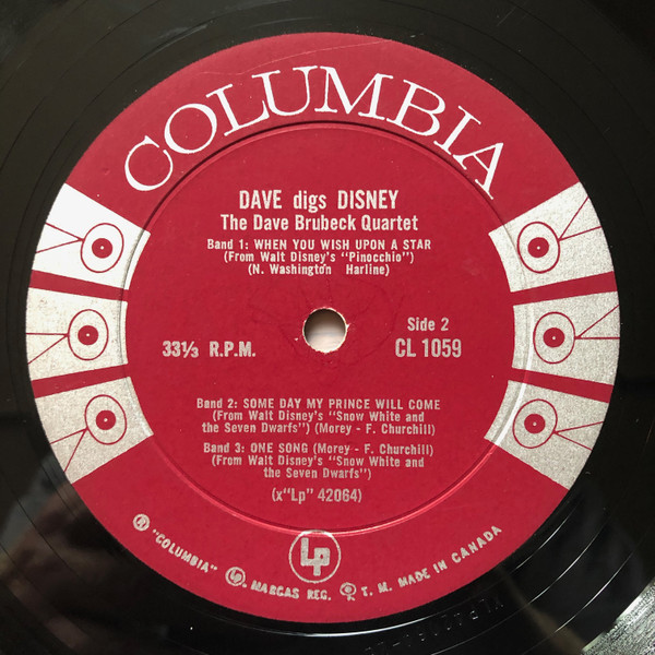 The Dave Brubeck Quartet - Dave Digs Disney (LP, Album, Mono, RE, Six) (Good (G)) - Image 4