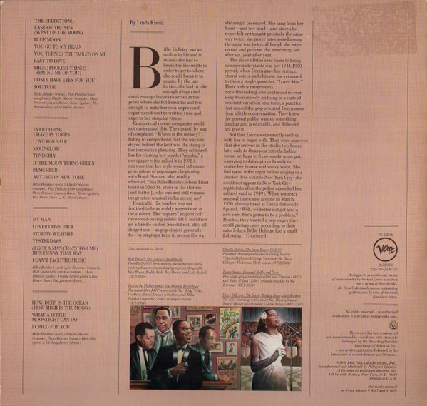 Billie Holiday - The First Verve Sessions (2xLP, Comp, RE, RM, 53,) (Very Good Plus (VG+)) - Image 4