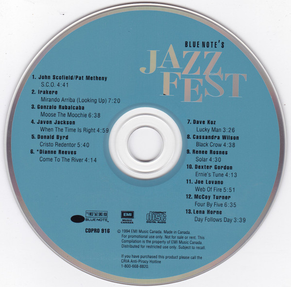 Various - Blue Note's Jazz Fest - Sam The Record Man Jazz Sampler (CD, Comp, Promo) (Near Mint (NM or M-)) - Image 3