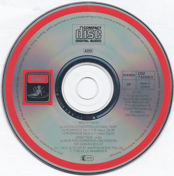 Ludwig van Beethoven, Josef Suk, Sir Adrian Boult - Violin Concerto (CD, Comp, RM) (Mint (M)) - Image 4
