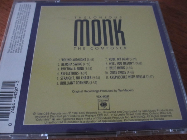 Thelonious Monk - The Composer (CD, Comp, RM) (Near Mint (NM or M-)) - Image 3