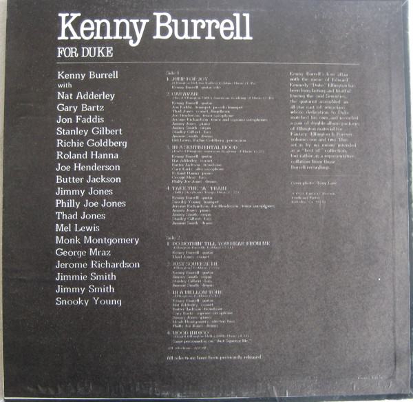Kenny Burrell - For Duke (LP, Comp) (Very Good Plus (VG+)) - Image 2