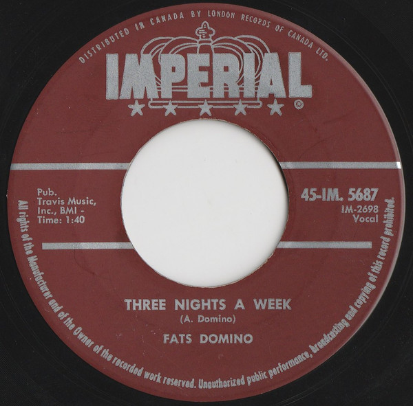 Fats Domino - Put Your Arms Around Me Honey / Three Nights A Week (7", Single) (Near Mint (NM or M-)) - Image 2