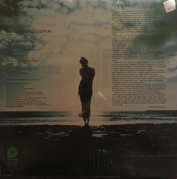 Glen Campbell - Galveston (LP, Album) (Mint (M)) - Image 2