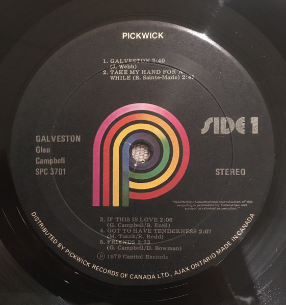 Glen Campbell - Galveston (LP, Album) (Mint (M)) - Image 3