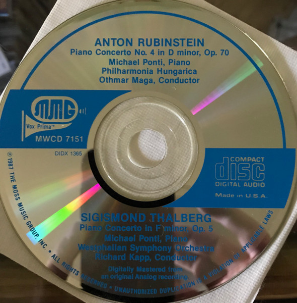 Anton Rubinstein, Sigismond Thalberg − Michael Ponti, Philharmonia Hungarica, Westfälisches Sinfonieorchester, Othmar F. M. Mága & Richard Kapp - Romantic Piano Concertos (Concerto No. 4 In D Minor, Op. 70 / Concerto In F Minor, Op. 5) (CD, RM) (Near Mint (NM or M-)) - Image 3