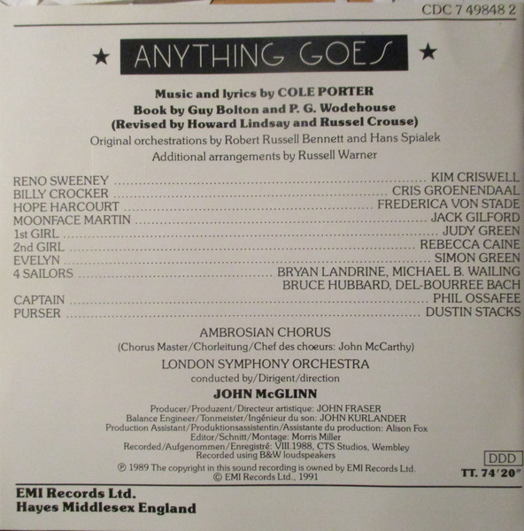 Cole Porter - Anything Goes (CD, Album) (Mint (M)) - Image 2
