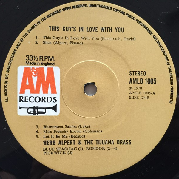 Herb Alpert & The Tijuana Brass - This Guy's In Love With You (LP, Comp) (Very Good Plus (VG+)) - Image 3
