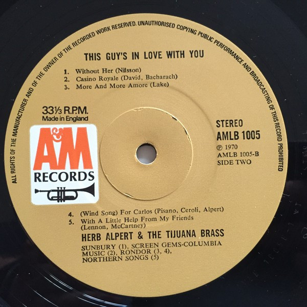 Herb Alpert & The Tijuana Brass - This Guy's In Love With You (LP, Comp) (Very Good Plus (VG+)) - Image 4