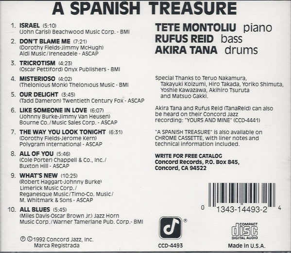 Tete Montoliu Trio - A Spanish Treasure (CD, Album) (Near Mint (NM or M-)) - Image 2