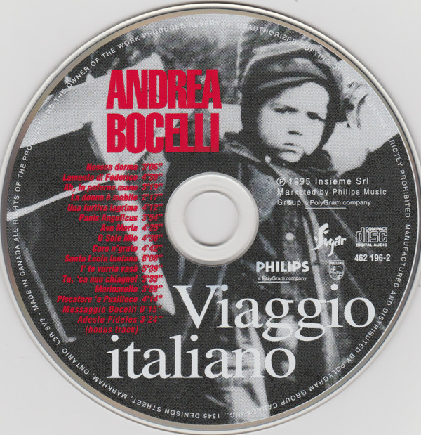 Andrea Bocelli - Viaggio Italiano (CD, Album) (Near Mint (NM or M-)) - Image 3