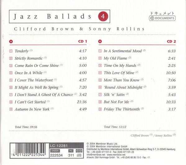 Clifford Brown & Sonny Rollins - Jazz Ballads 4 (2xCD, Comp, RM) (Near Mint (NM or M-)) - Image 2
