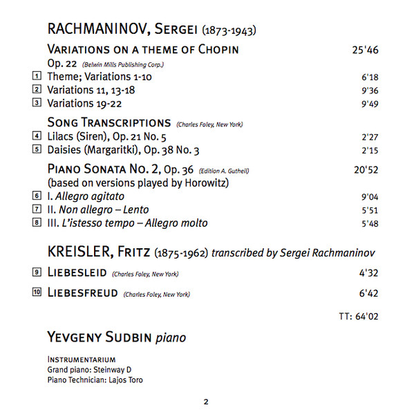 Rachmaninov*, Yevgeny Sudbin - Yevgeny Sudbin Plays Rachmaninov (CD, Album) (Mint (M)) - Image 3
