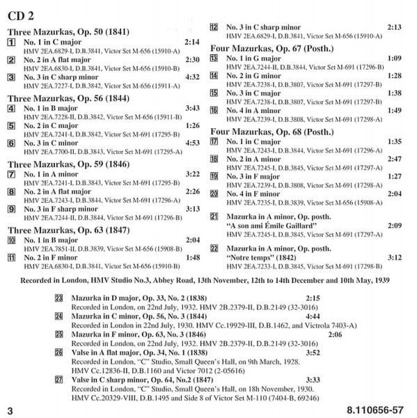 Frédéric Chopin, Arthur Rubinstein - Mazurkas (2xCD, Comp) (Near Mint (NM or M-)) - Image 4
