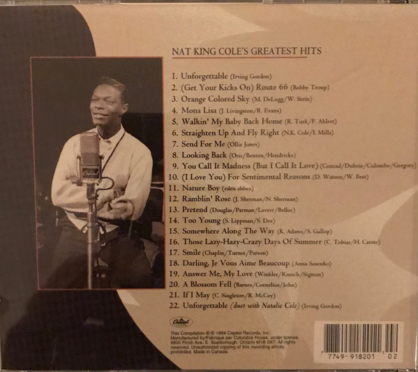 Nat King Cole - The Greatest Hits (CD, Comp, Club, RP) (Near Mint (NM or M-)) - Image 3