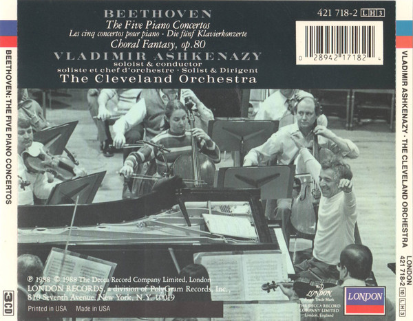 Ludwig van Beethoven, The Cleveland Orchestra, Vladimir Ashkenazy - The Five Piano Concertos · Choral Fantasy (3xCD, Album) (Near Mint (NM or M-)) - Image 3