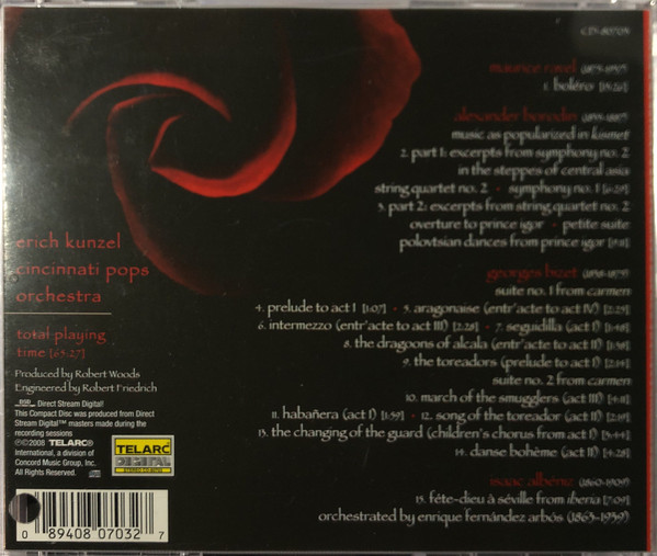 Erich Kunzel, Cincinnati Pops Orchestra - Ravel: Bolero; Borodin: Music From Kismet; Bizet: Suites From Carmen (CD, Album) (Mint (M)) - Image 2