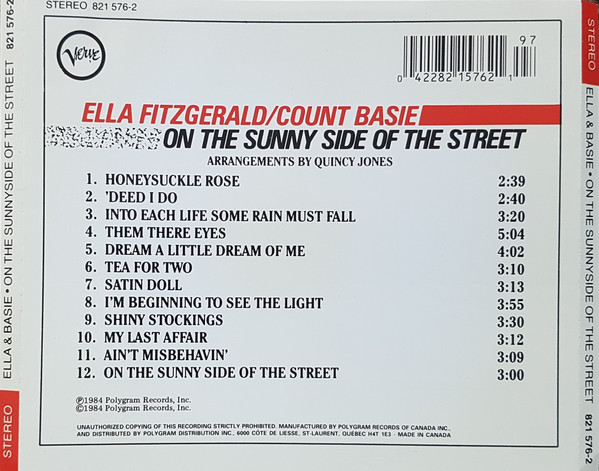 Ella Fitzgerald & Count Basie - On The Sunny Side Of The Street (CD, Album, RE) (Near Mint (NM or M-)) - Image 2