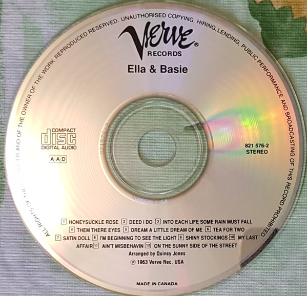 Ella Fitzgerald & Count Basie - On The Sunny Side Of The Street (CD, Album, RE) (Near Mint (NM or M-)) - Image 3